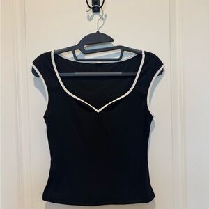 Black Women's Top with White Trim